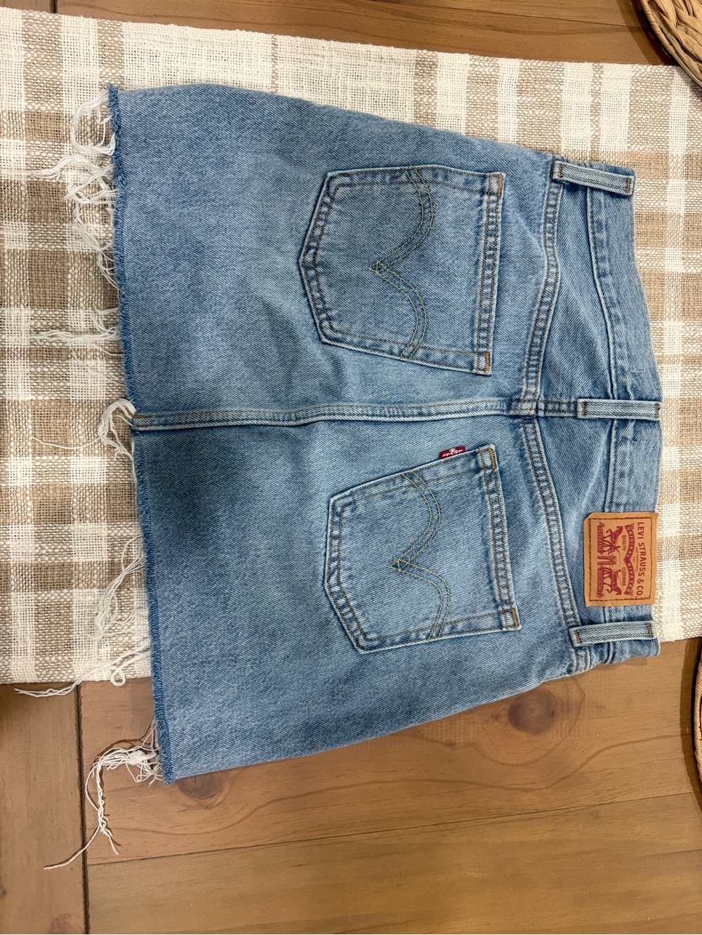 ICON Light Blue Denim Mini Skirt with Raw Hem